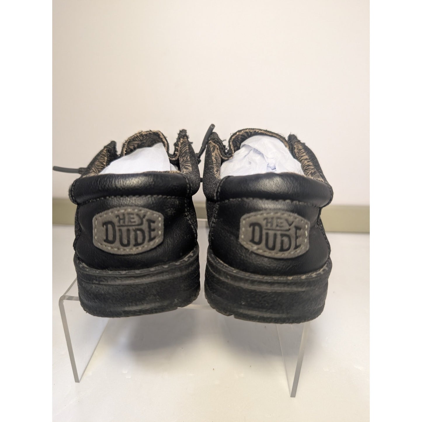 Hey Dude Youth Wally Basic Black Casual Kids Shoes Size US 12 Toddler