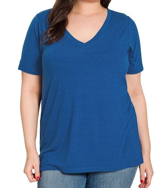 XL and PLUS SIZE Poly Blend V-neck Tee