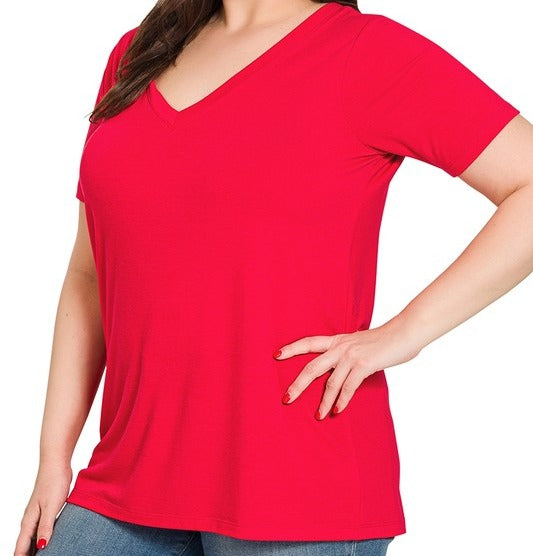 XL and PLUS SIZE Poly Blend V-neck Tee