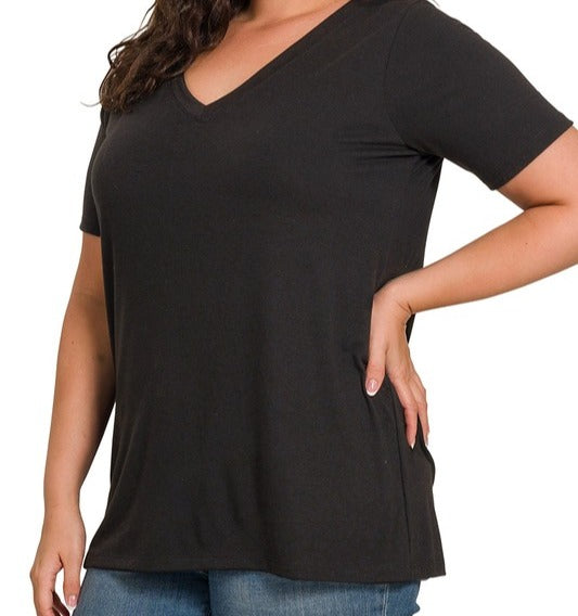 XL and PLUS SIZE Poly Blend V-neck Tee