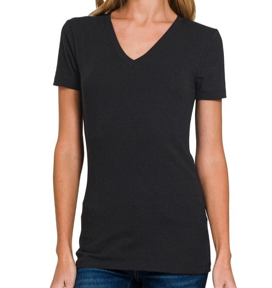 Basic Cotton V-neck Tee SLIM FIT