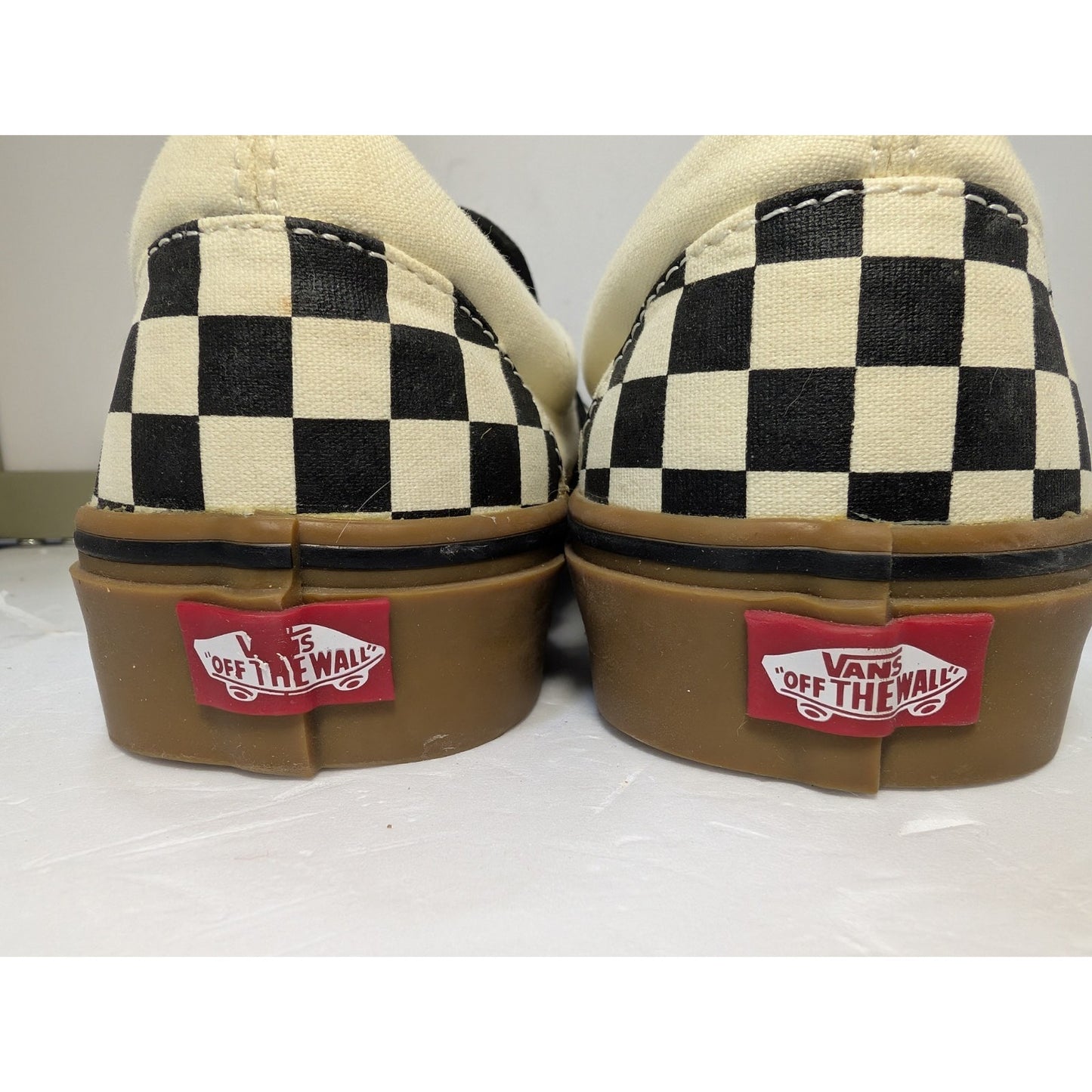 VANS Unisex Black White Checkerboard Classic Slip On Sneaker Shoe - Size M 11