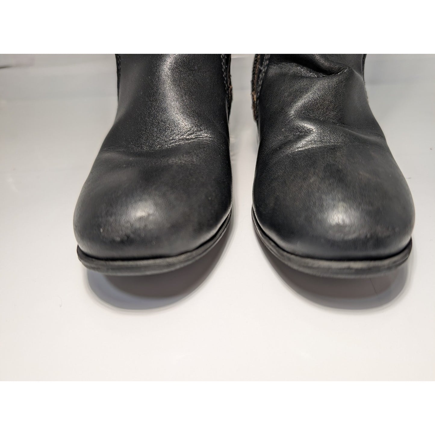 Michael Kors Girls Black Leather Boots Size 9 Kids Black Brown Logo.