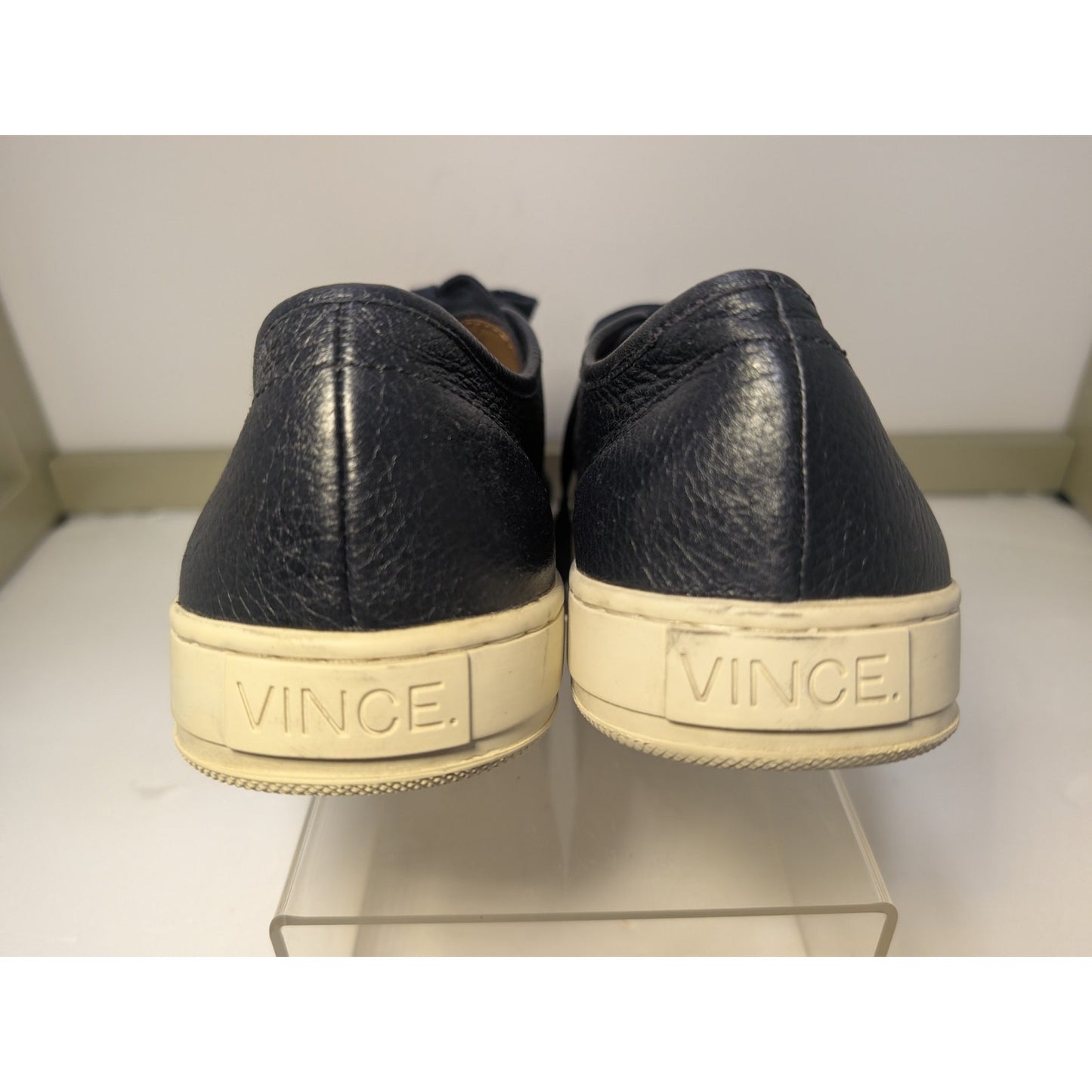 Men's Vince Low Profile Sneakers in Navy Blue Leather Size 10 Shoe Orig $250