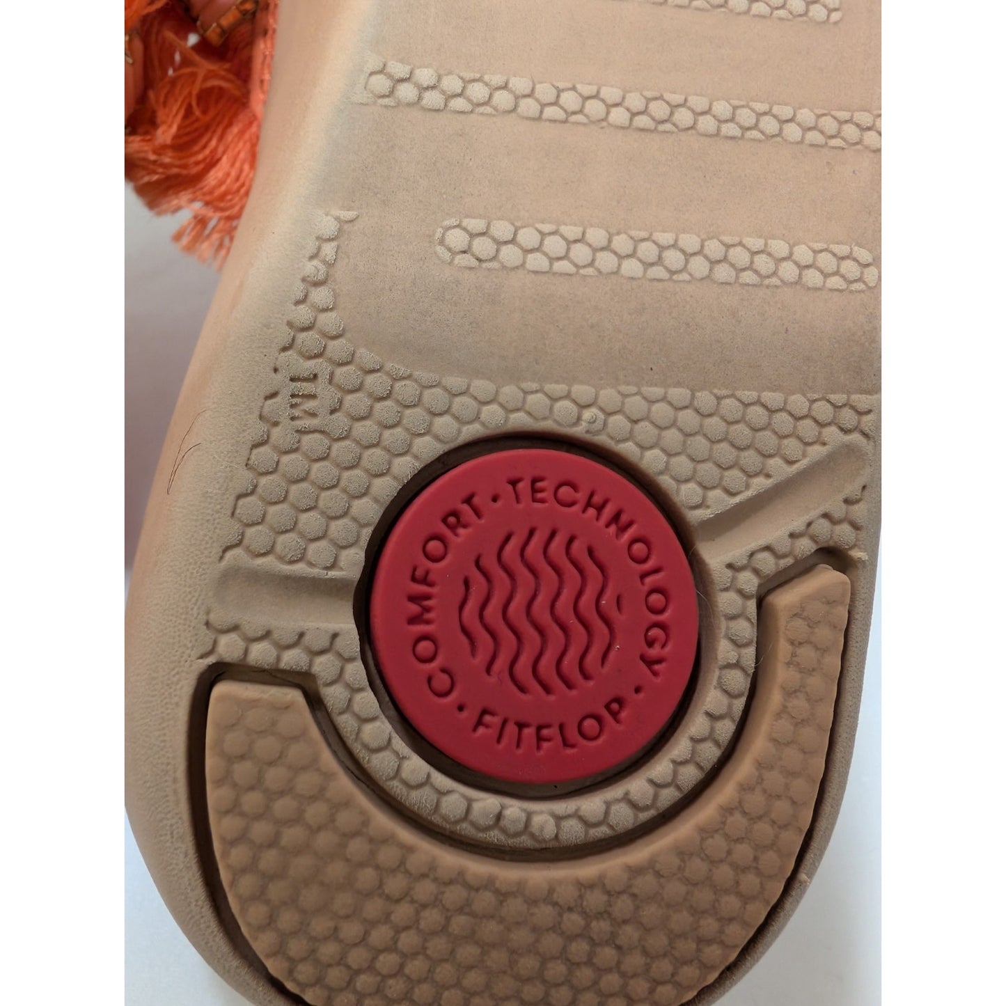 Fitflop Ava Crystalstone Fringy Sandal 7 Coral Lava Orthopedic Shoe Orig $60