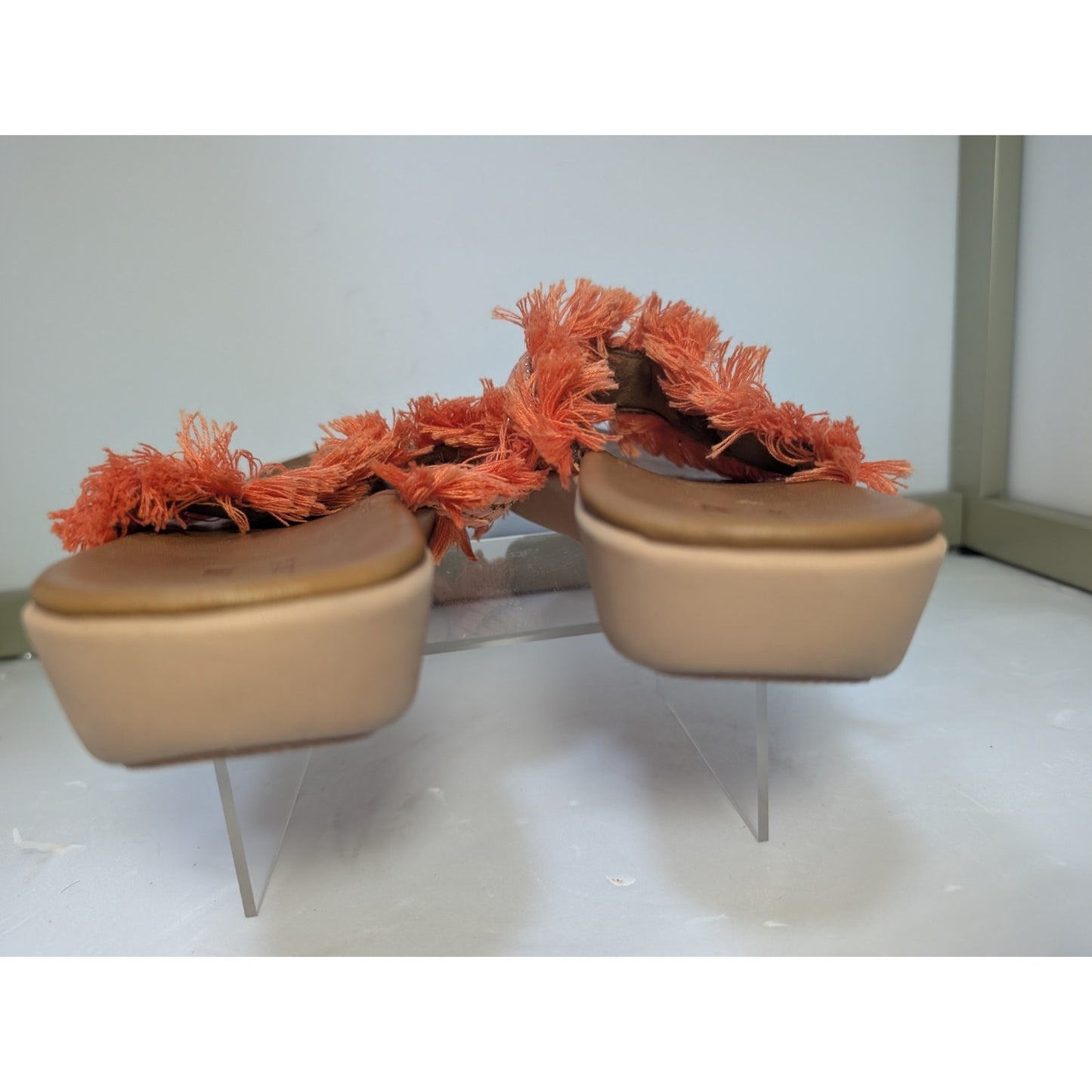 Fitflop Ava Crystalstone Fringy Sandal 7 Coral Lava Orthopedic Shoe Orig $60