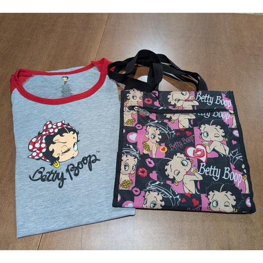 Betty Boop Womens Sleep Shirt AND Matching Bag Size M